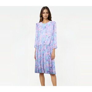 Vintage REO Originals Blouson Dress Womens 16 Multicolor Floral Cottage Prairie